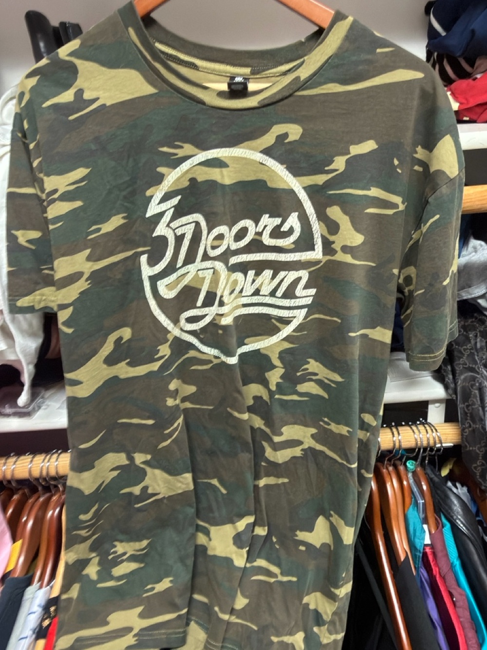 3 Doors Down band concert shirt. Men's Camo Tee. But at concert in 2023